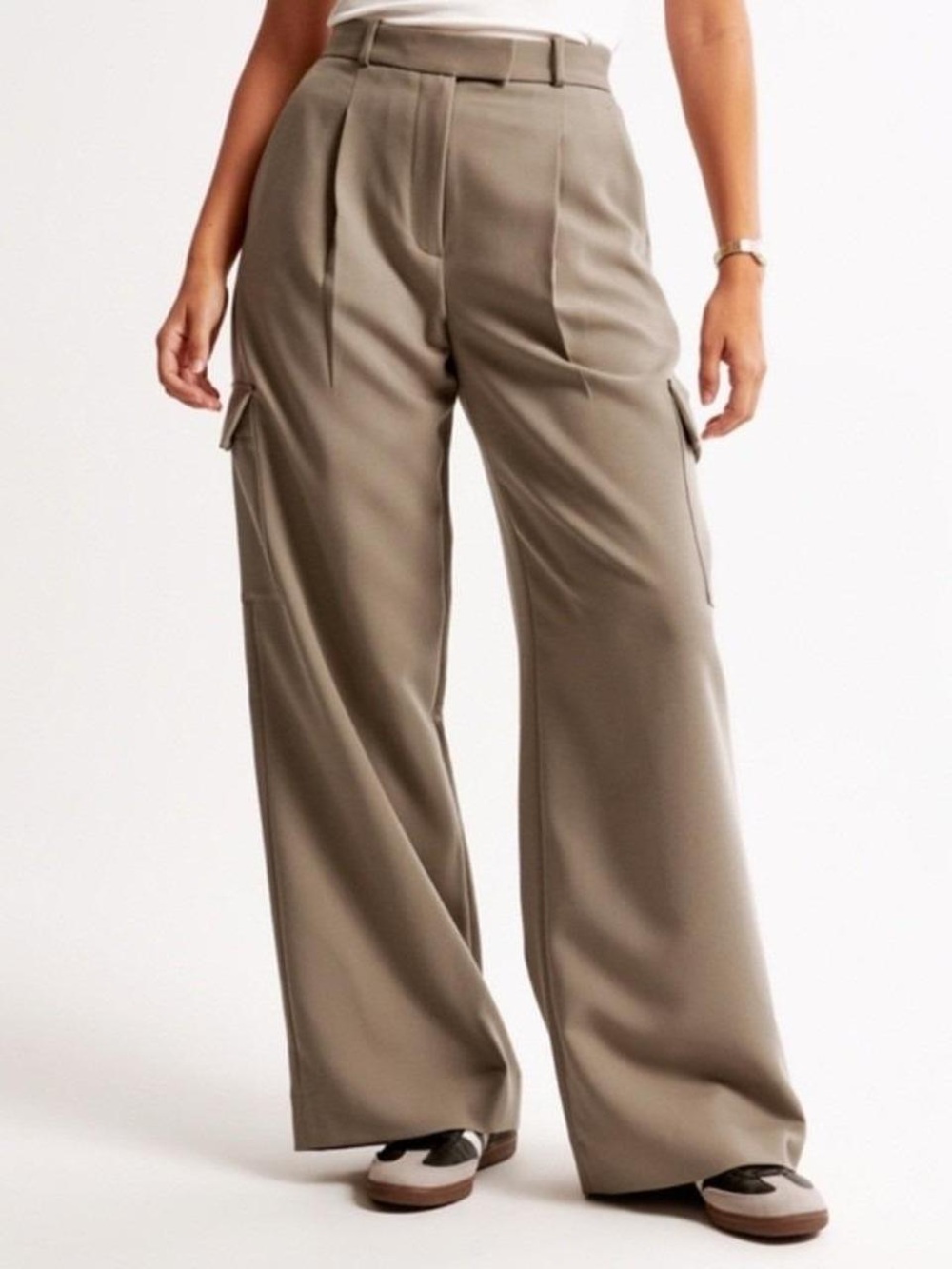 Abercrombie & Fitch Brown and Tan Wide-Leg Cargo Trousers